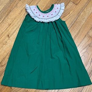 The Beaufort Bonnet Company Green Dress with Pink and White Ruffle